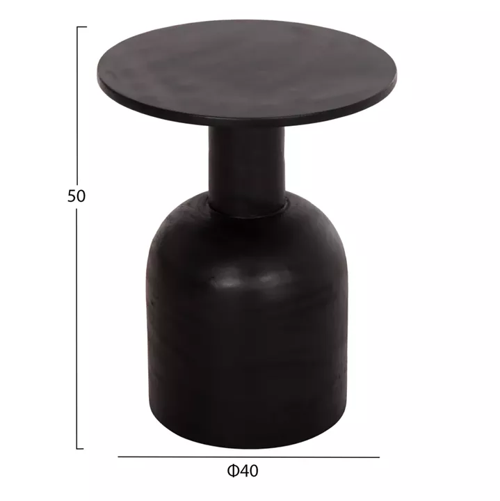 SIDE TABLE ROUND PUMBE HM9891.12 SOLID SUAR WOOD IN BLACK COLOR Φ40x50Hcm.