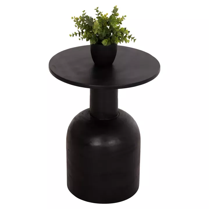 SIDE TABLE ROUND PUMBE HM9891.12 SOLID SUAR WOOD IN BLACK COLOR Φ40x50Hcm.