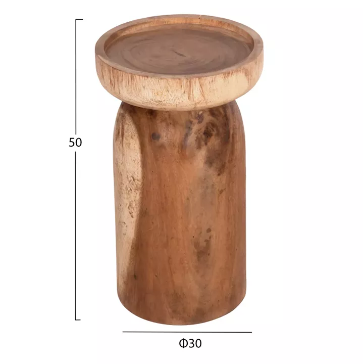 SIDE TABLE LOKI HM9899.11 SOLID SUAR WOOD IN NATURAL Φ30x50Hcm.