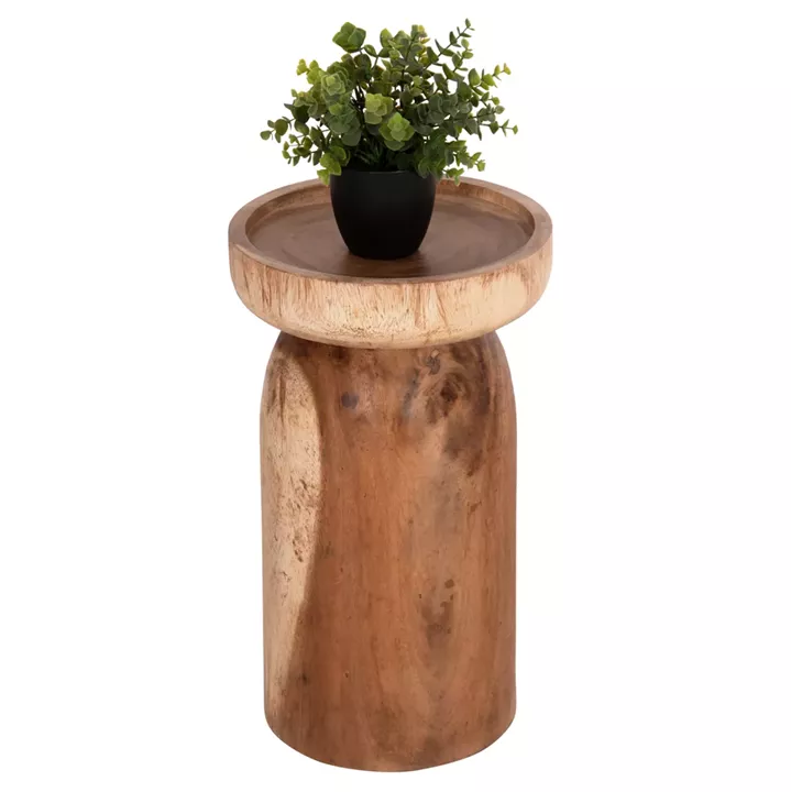 SIDE TABLE LOKI HM9899.11 SOLID SUAR WOOD IN NATURAL Φ30x50Hcm.