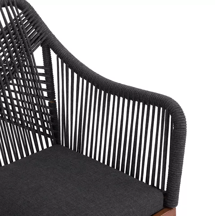 ALUMINUM ARMCHAIR MYRTIA HM5549.11 GREY ROPE - WALNUT COLORED LEGS 62x63x90Hcm