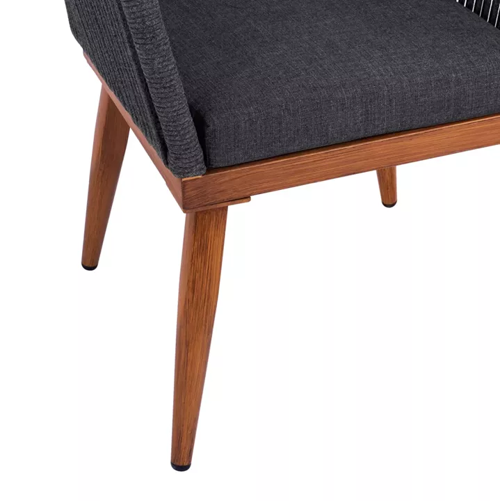 ALUMINUM ARMCHAIR MYRTIA HM5549.11 GREY ROPE - WALNUT COLORED LEGS 62x63x90Hcm
