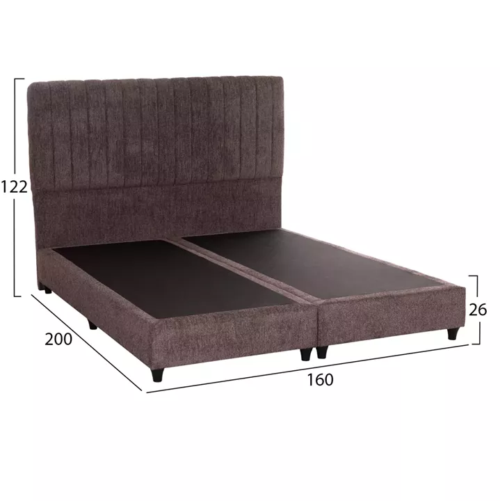 BED DOUBLE-SIZE HILDA HM717.02 BROWN BOUCLE FABRIC--FOR MATTRESS 160x200cm