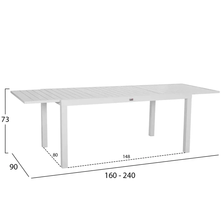 EXTENDABLE DINING TABLE KRUM HM6277.01 ALUMINUM IN WHITE 160-240x90x73Hcm.
