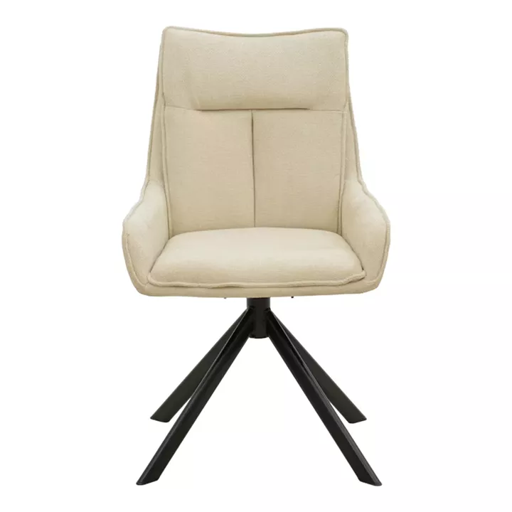 Rotatable armchair Konelian pakoworld beige farbric with black color metal leg 54x63x88cm