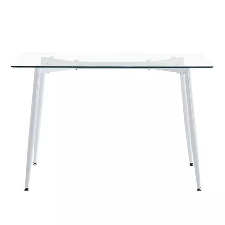 Dining table set of 5 pieces Quana-Parker pakoworld clear glass-black color leg 120x70x75cm