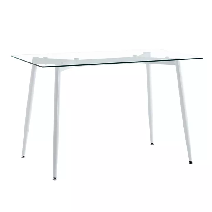 Dining table set of 5 pieces Quana-Parker pakoworld clear glass-black color leg 120x70x75cm
