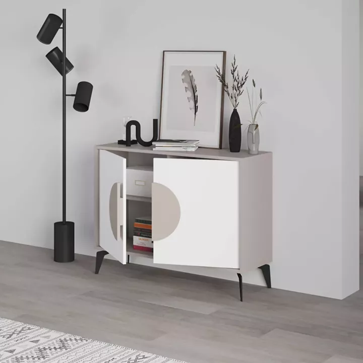 Μπουφές Gora pakoworld σε μόκα - λευκή απόχρωση 110x35.6x82εκ