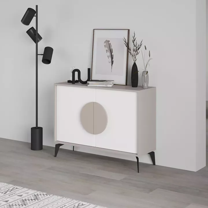 Μπουφές Gora pakoworld σε μόκα - λευκή απόχρωση 110x35.6x82εκ