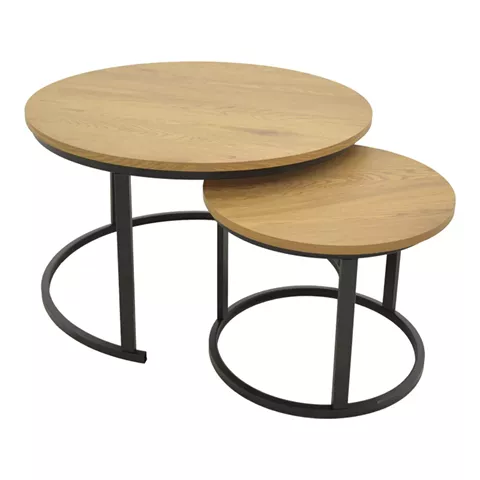 Coffee table Revelon pakoworld set of 2 mdf in oak color