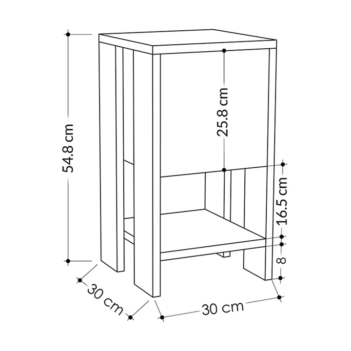 Nightstand Ema pakoworld melamine in light mocha color 30x30x55cm