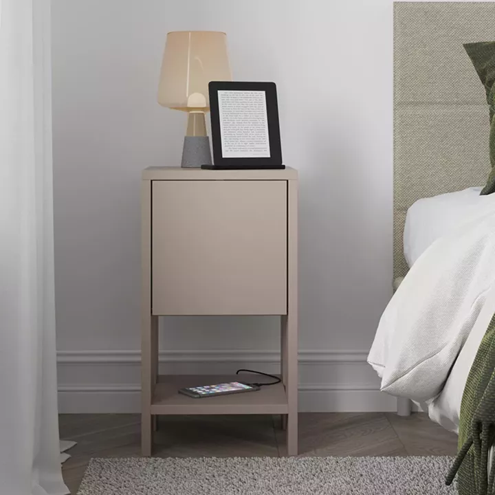 Nightstand Ema pakoworld melamine in light mocha color 30x30x55cm