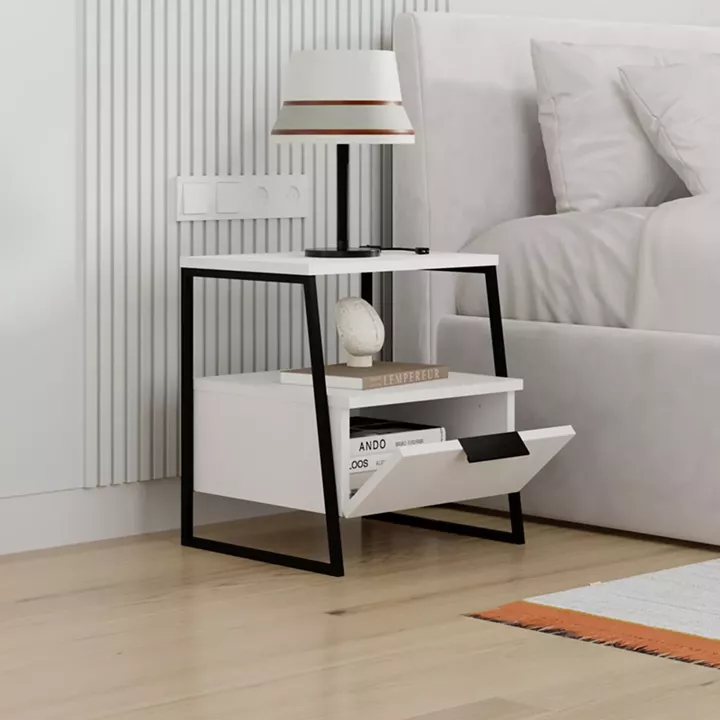 Nightstand Johana pakoworld black-whie 45x40x50cm