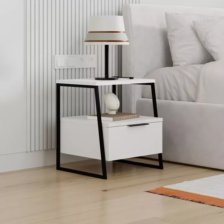 Nightstand Johana pakoworld black-whie 45x40x50cm