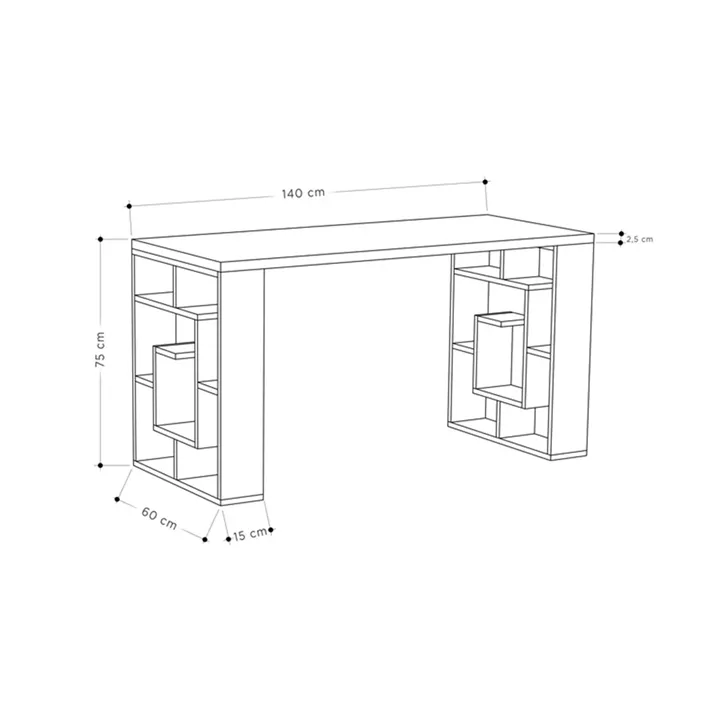 Working Table Labirent pakoworld in white-mocha 140x60x75cm