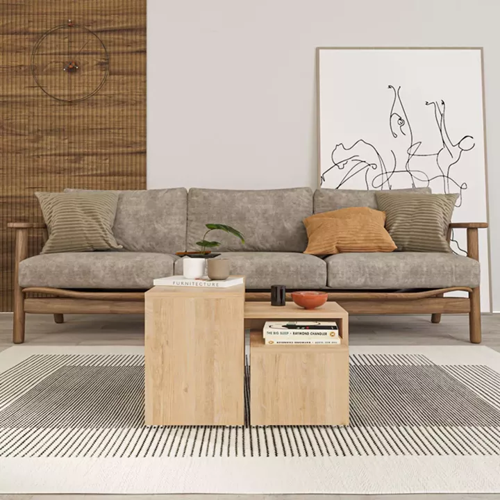 Kantar pakoworld coffee tables set of 3 in natural color 65x30x39cm