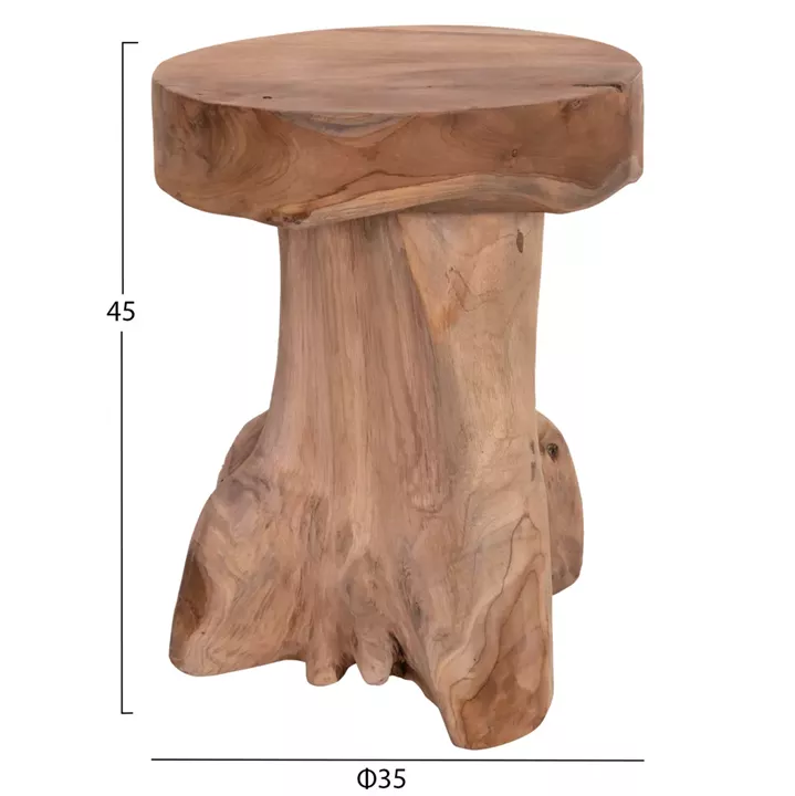 SIDE TABLE LOGG HM9351.11 SOLID TEAK NATURAL COLOR Φ35X45Hcm