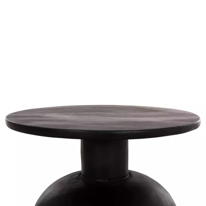 SIDE TABLE ROUND PUMBE-s HM9892.12 SOLID SUAR WOOD IN BLACK COLOR Φ40x40Hcm.