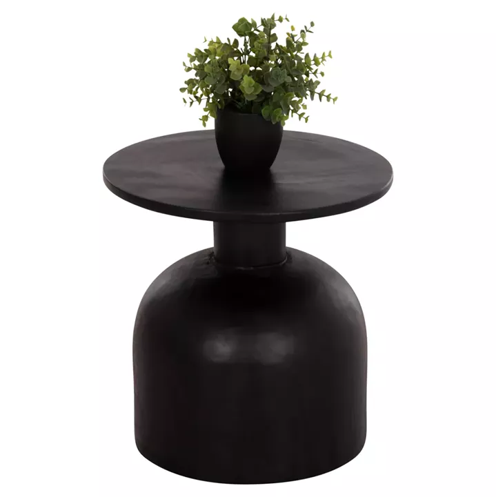 SIDE TABLE ROUND PUMBE-s HM9892.12 SOLID SUAR WOOD IN BLACK COLOR Φ40x40Hcm.