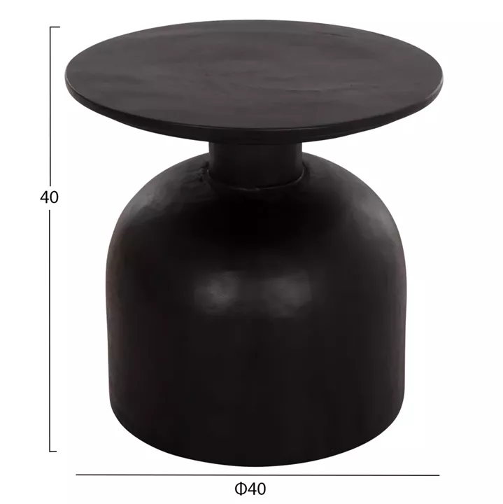 SIDE TABLE ROUND PUMBE-s HM9892.12 SOLID SUAR WOOD IN BLACK COLOR Φ40x40Hcm.