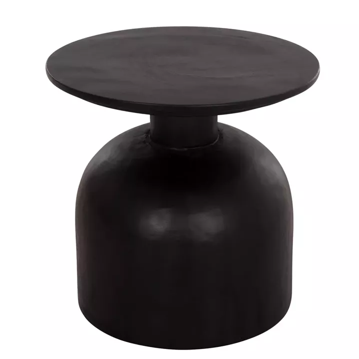 SIDE TABLE ROUND PUMBE-s HM9892.12 SOLID SUAR WOOD IN BLACK COLOR Φ40x40Hcm.