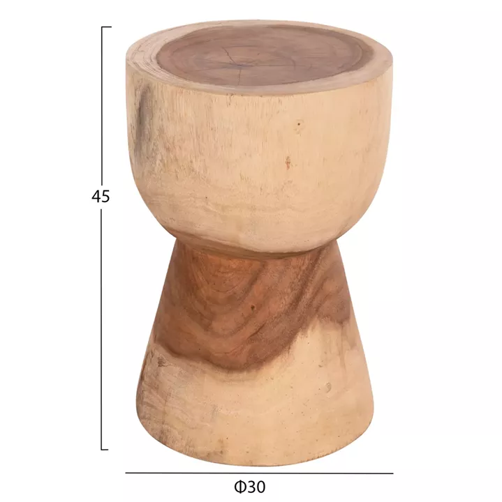ROUND STOOL MAMBA HM9901.11 SOLID SUAR WOOD IN NATURAL COLOR Φ30x45Hcm.