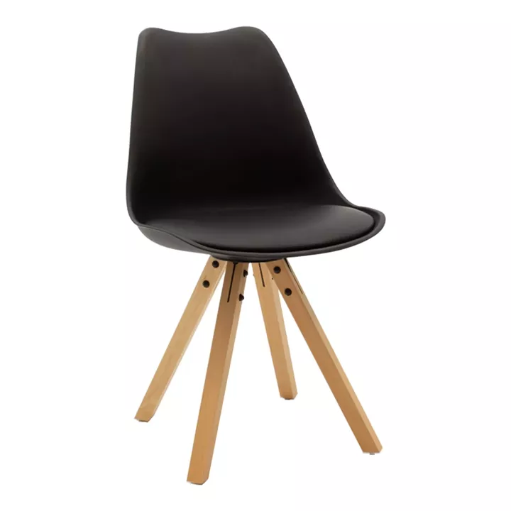 Dining table set of 3 pieces Natali-Caron pakoworld mdf in black--natural color 80x80x76cm