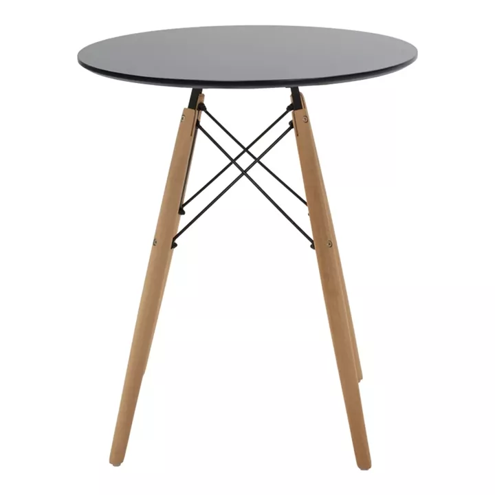 Julita pakoworld dining table set of 3 pcs MDF black-beech wood in natural shade Φ60x73cm