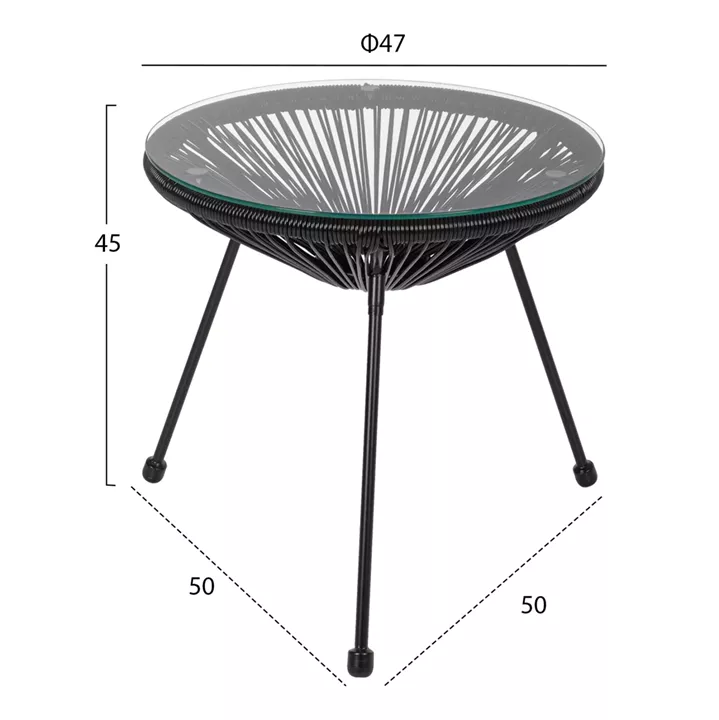 ΣΕΤ ΤΡΑΠΕΖΑΡΙΑΣ 3ΤΜΧ HM11871 ΜΕΤΑΛΛΟ & RATTAN ΣΕ ΜΑΥΡΟ ΧΡΩΜΑ