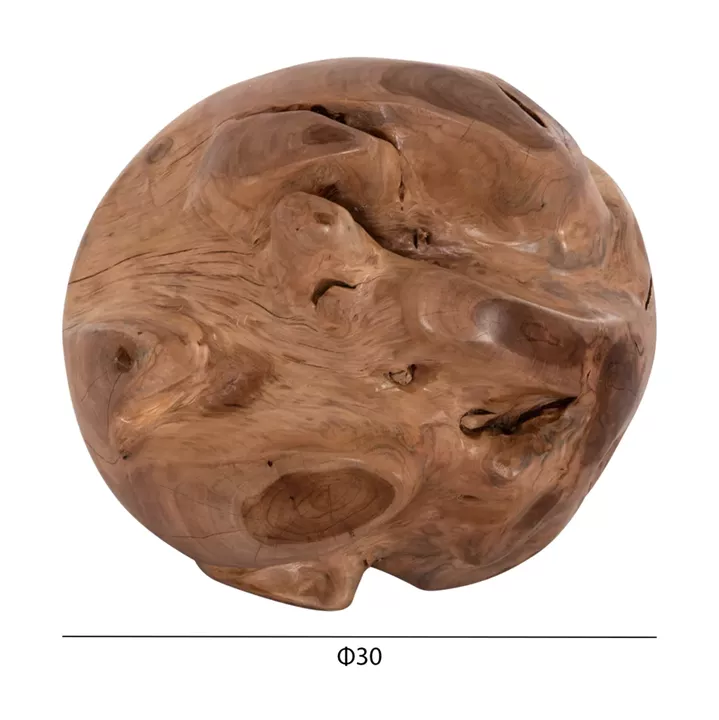 FLOOR DECORATION CLEMOR (S) HM18300 SPHERE MADE OF SOLID TEAK WOOD--NATURAL COLOR Φ30cm.