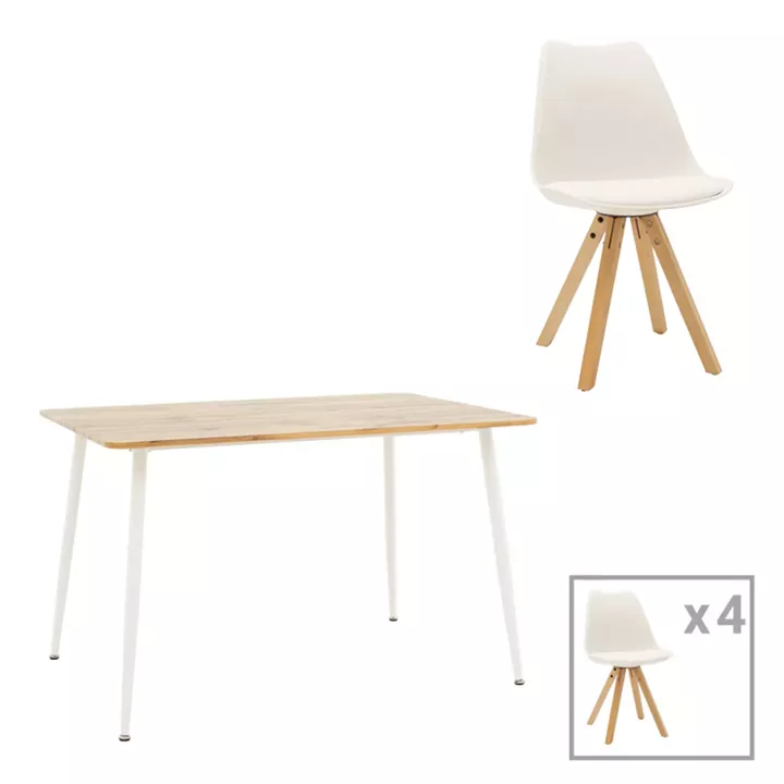 Τραπεζαρία Cuba-Caron pakoworld σετ 5τεμ sonoma-λευκό 120x80x75εκ
