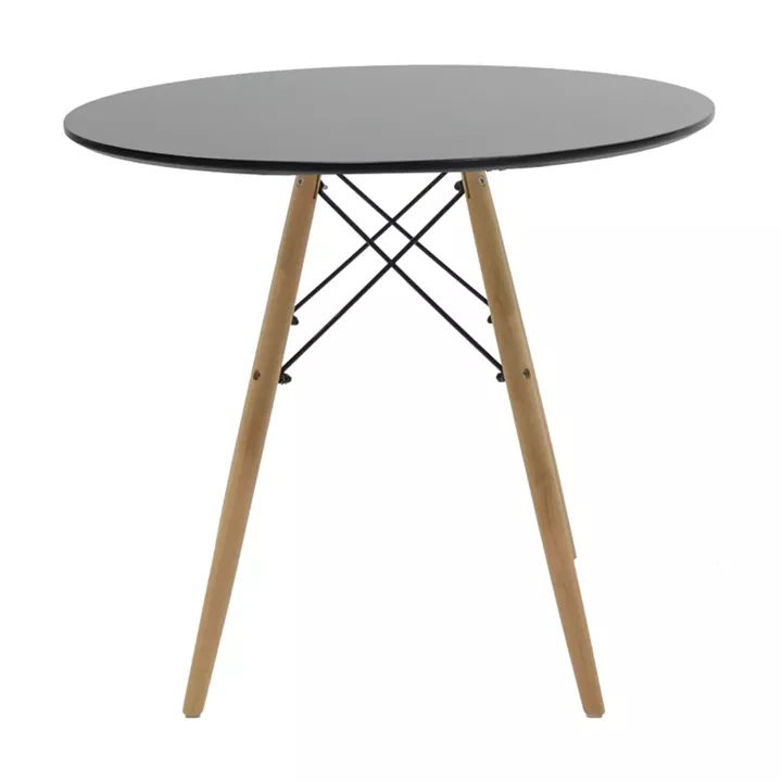 Dining table set of 5 pieces Julita-Bella pakoworld mdf in black-natural color D80x73cm