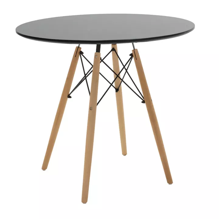 Dining table set of 5 pieces Julita-Bella pakoworld mdf in black-natural color D80x73cm