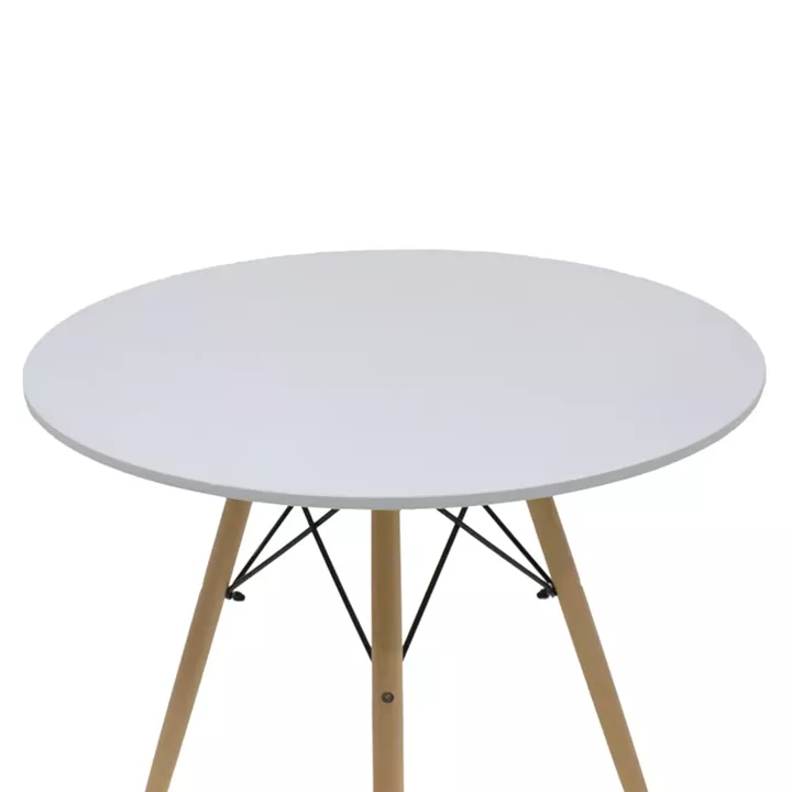 Julita-Caron pakoworld dining table set of 5 white MDF-natural legs Φ80x73cm