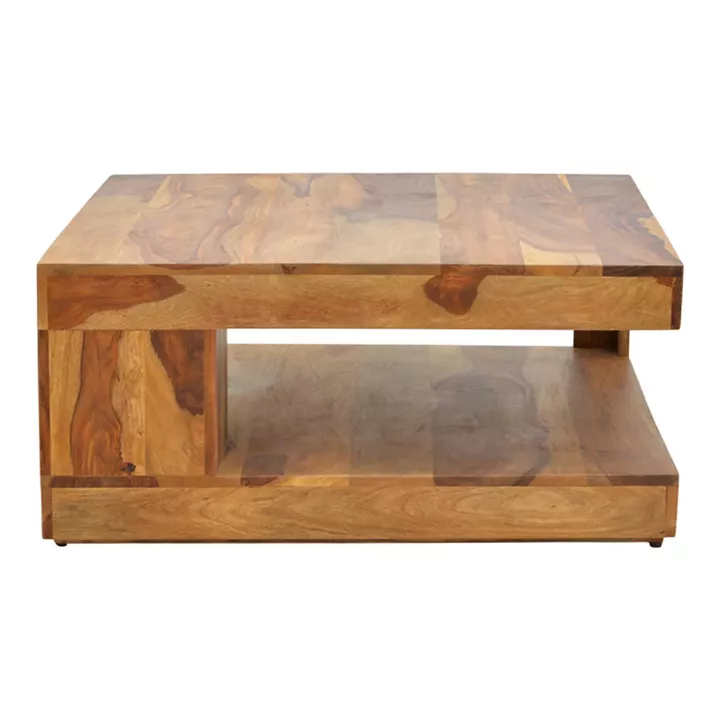 Stolic pakoworld table solid sheesham wood in walnut shade 90x90x40cm