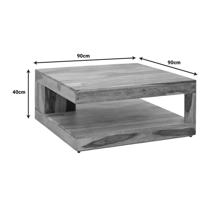 Stolic pakoworld table solid sheesham wood in walnut shade 90x90x40cm