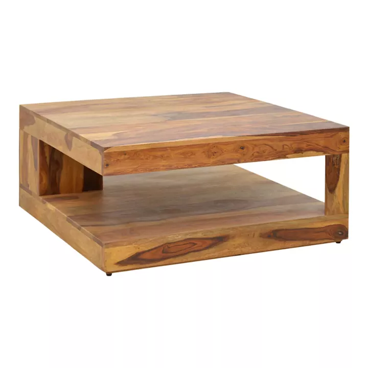 Stolic pakoworld table solid sheesham wood in walnut shade 90x90x40cm