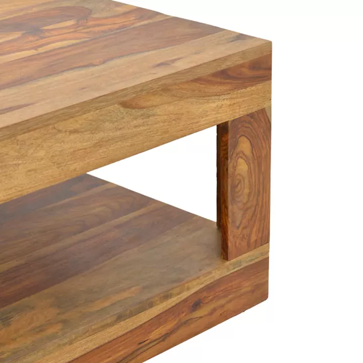 Volino pakoworld table solid sheesham wood in walnut shade 90x60x40cm