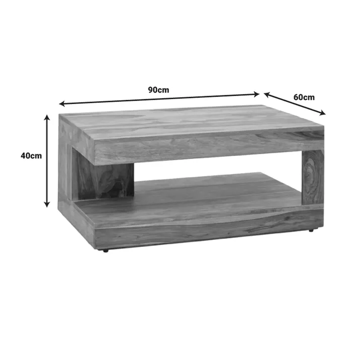 Volino pakoworld table solid sheesham wood in walnut shade 90x60x40cm