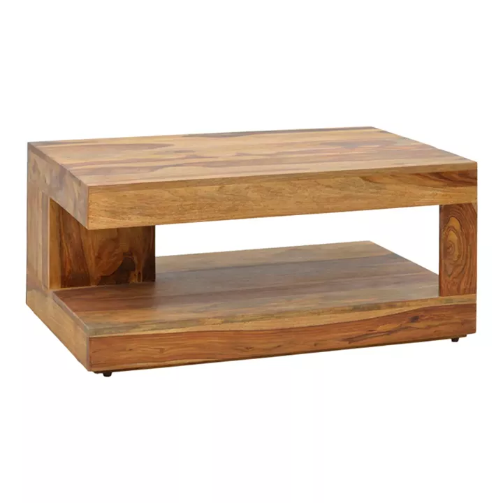 Volino pakoworld table solid sheesham wood in walnut shade 90x60x40cm