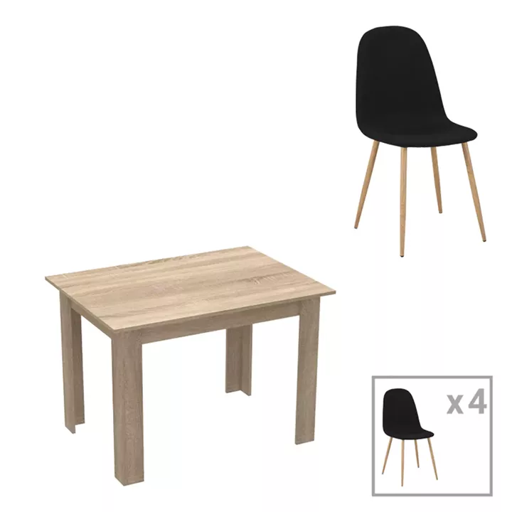 Dining table set of 5 pieces Manka-Bella pakoworld mdf in sonoma color 110x80x70cm