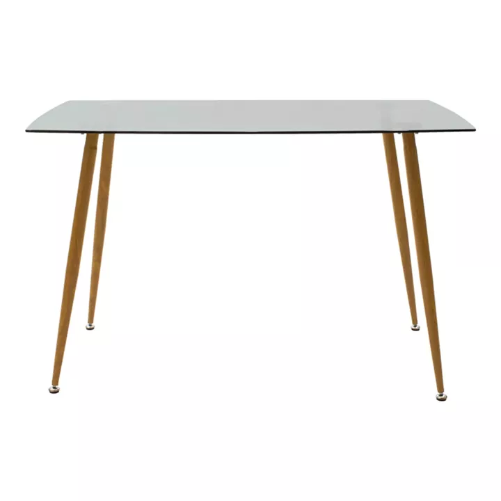 Chloe-Julita pakoworld dining table set of 5 pieces, 8mm anthracite glass - natural leg 120x70x75cm