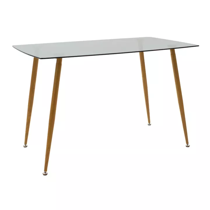 Chloe-Julita pakoworld dining table set of 5 pieces, 8mm anthracite glass - natural leg 120x70x75cm
