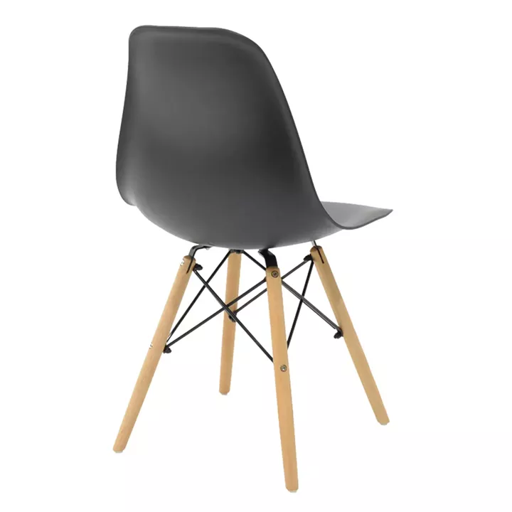 Chloe-Julita pakoworld dining table set of 5 pieces, 8mm anthracite glass - natural leg 120x70x75cm