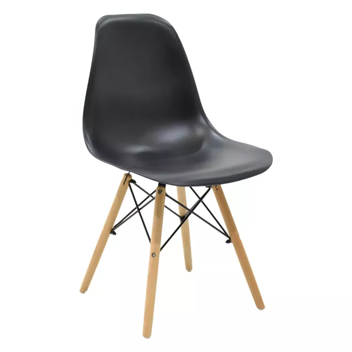 Chloe-Julita pakoworld dining table set of 5 pieces, 8mm anthracite glass - natural leg 120x70x75cm