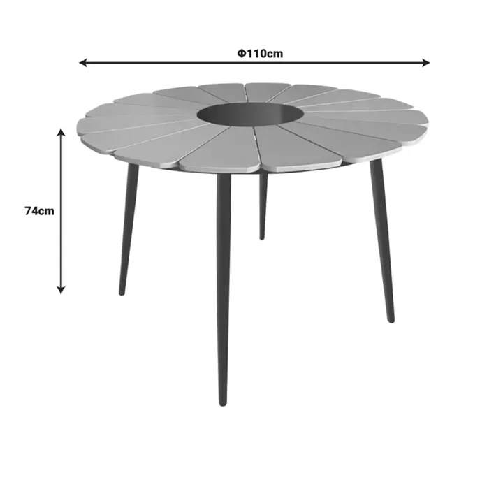 Pinap table pakoworld black aluminum and plywood in a natural shade D110x74cm