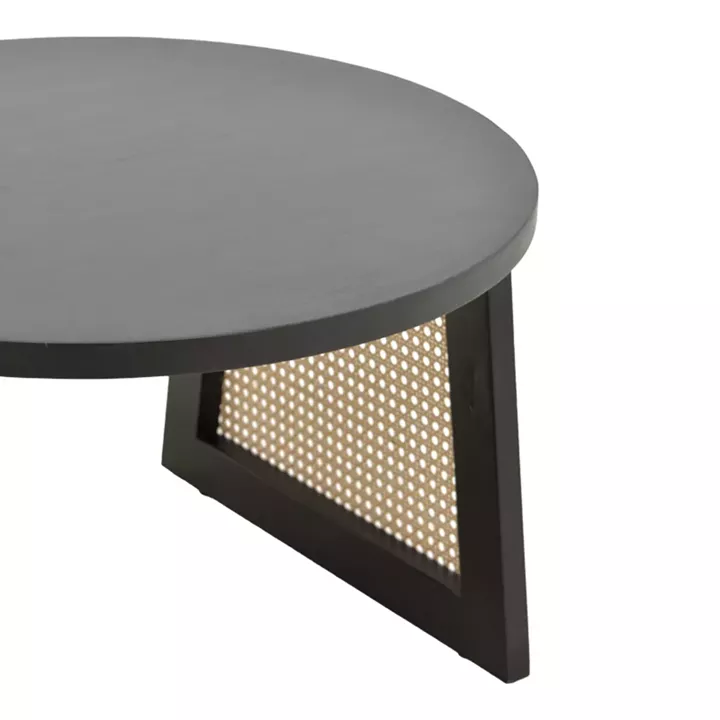 Tamarind pakoworld table mango wood-natural rattan in black shade Φ65x40cm