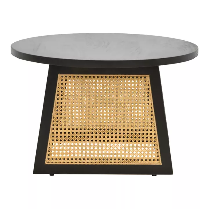 Tamarind pakoworld table mango wood-natural rattan in black shade Φ65x40cm
