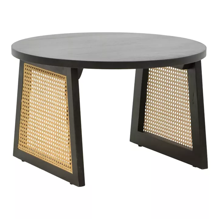 Tamarind pakoworld table mango wood-natural rattan in black shade Φ65x40cm