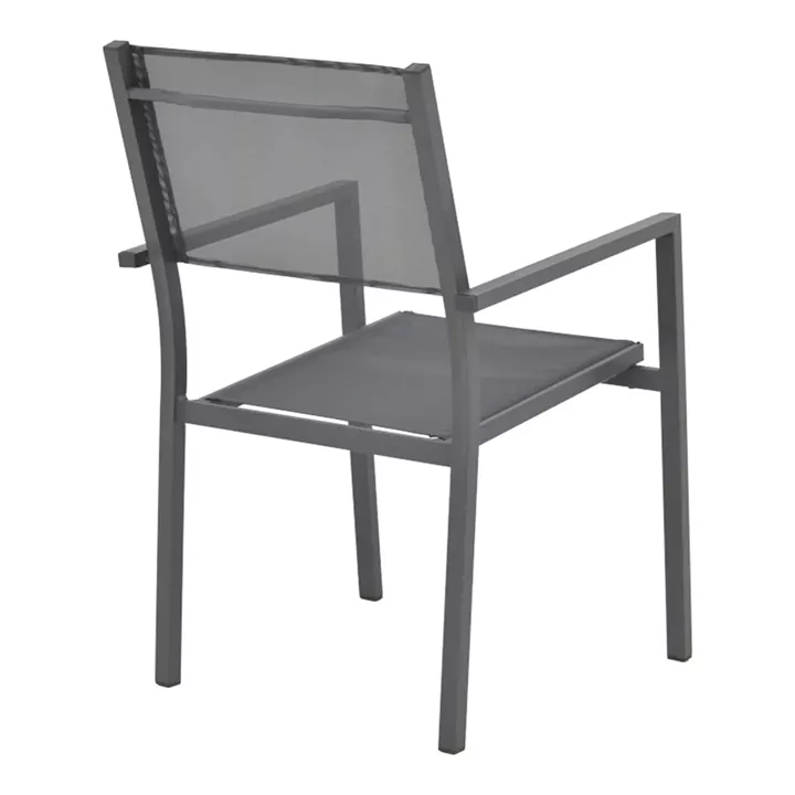 Appa-Moly dining table set of 5 pieces pakoworld aluminum and plywood in anthracite color Φ120x74cm